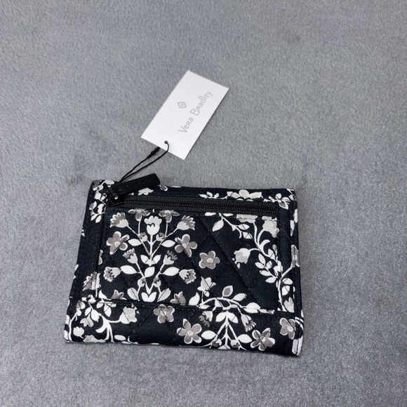 Vera Bradley Wallet Womens One Size Black Gray Floral Quilted Trifold Zip Coin - Picture 5 of 7